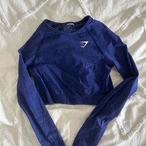 Gymshark Blue Cropped Fitted Long Sleeve